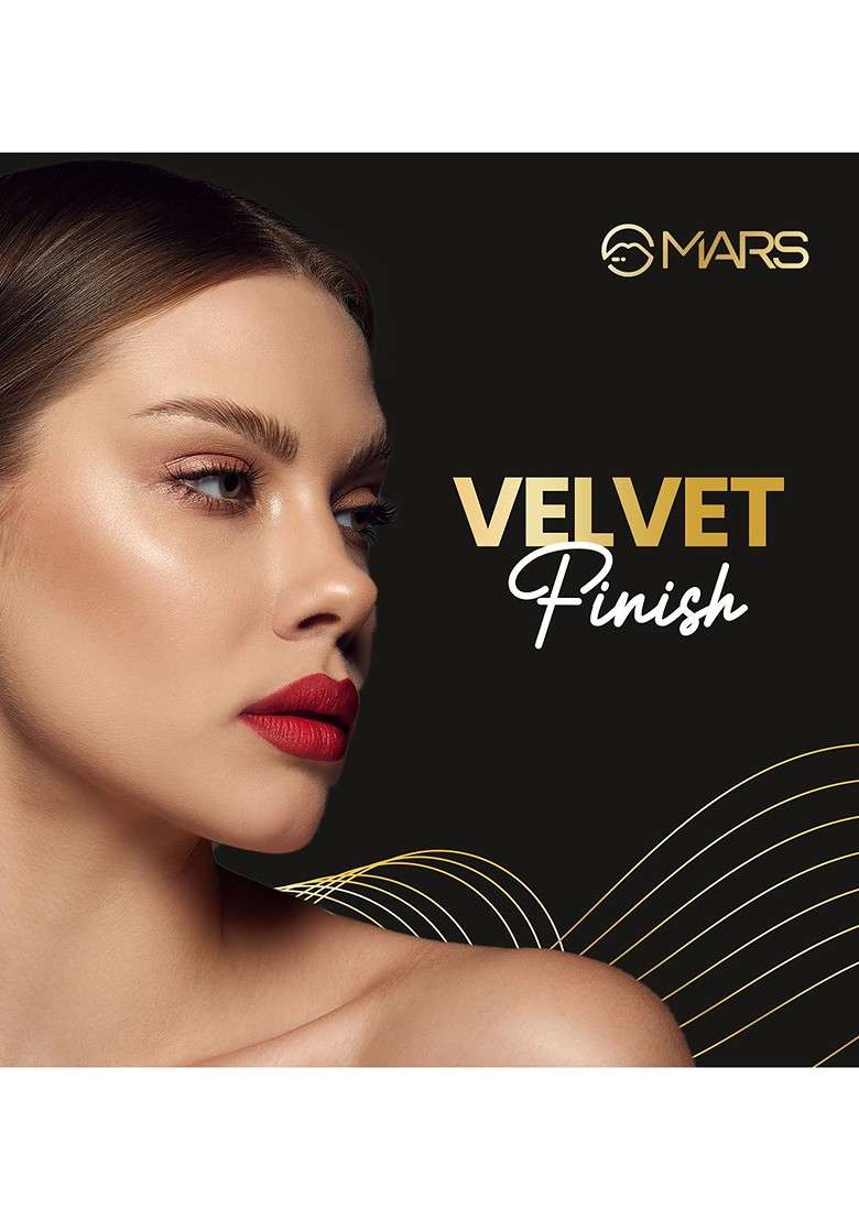 Mars Plush Velvet Ultra Matte Long Lasting Bullet Lipstick Mauve Red 19 - Indya