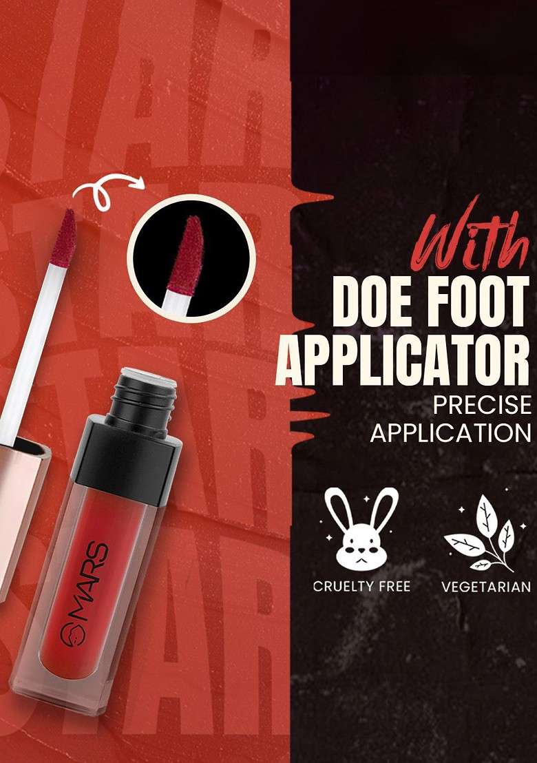 Mars Popstar Non Transfer Long Lasting Matte Liquid Lipstick 6Ml Closeup 01 - Indya