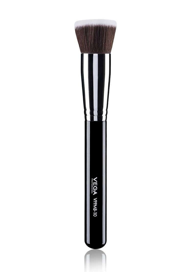 Vega Professional Vppmb 10 Soft Bristles Flat Kabuki Foundation Brush Black - Indya