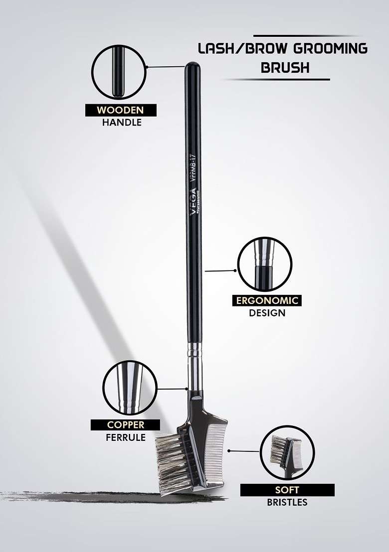 Vega Professional Vppmb 17 Soft Bristles Lash Brow Grooming Brush Black - Indya