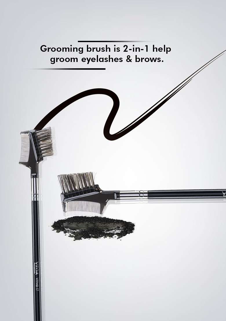 Vega Professional Vppmb 17 Soft Bristles Lash Brow Grooming Brush Black - Indya