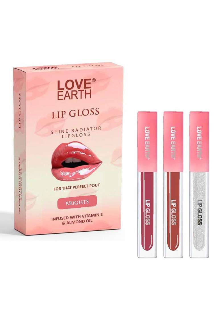 Love Earth Set Of 3 Liquid Lip Gloss Enriched 2Ml Each Brights - Indya