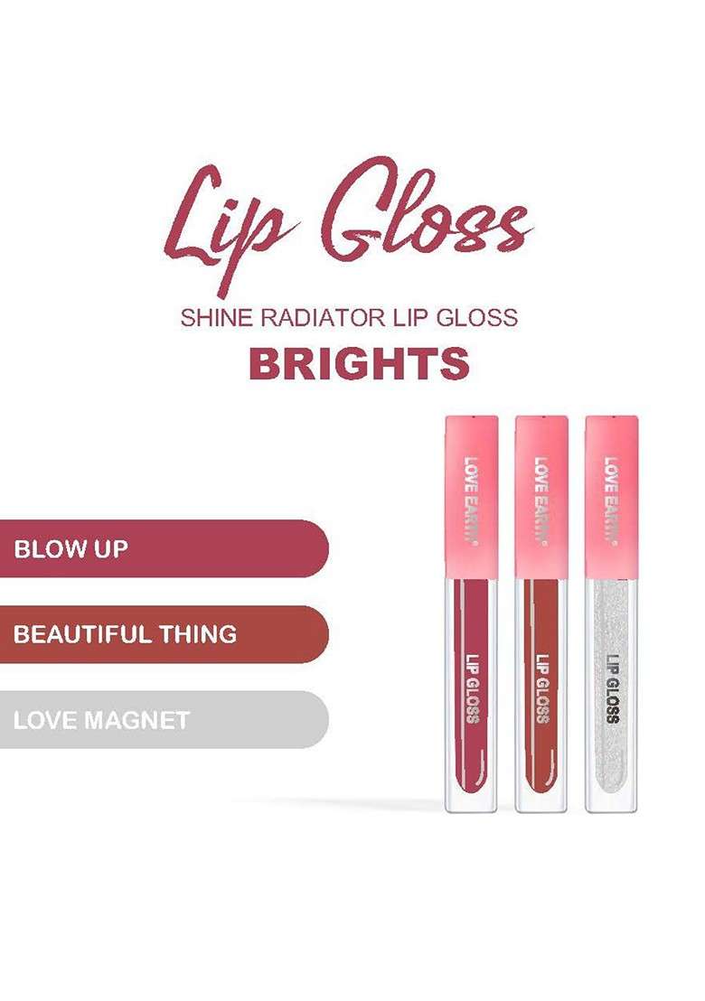 Love Earth Set Of 3 Liquid Lip Gloss Enriched 2Ml Each Brights - Indya