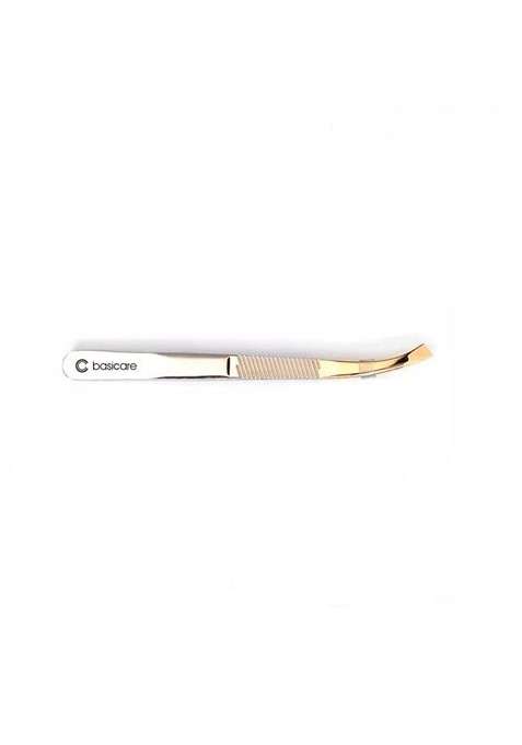 Basicare Precision Ground Curved Slant Tips Gold Blade Tweezers