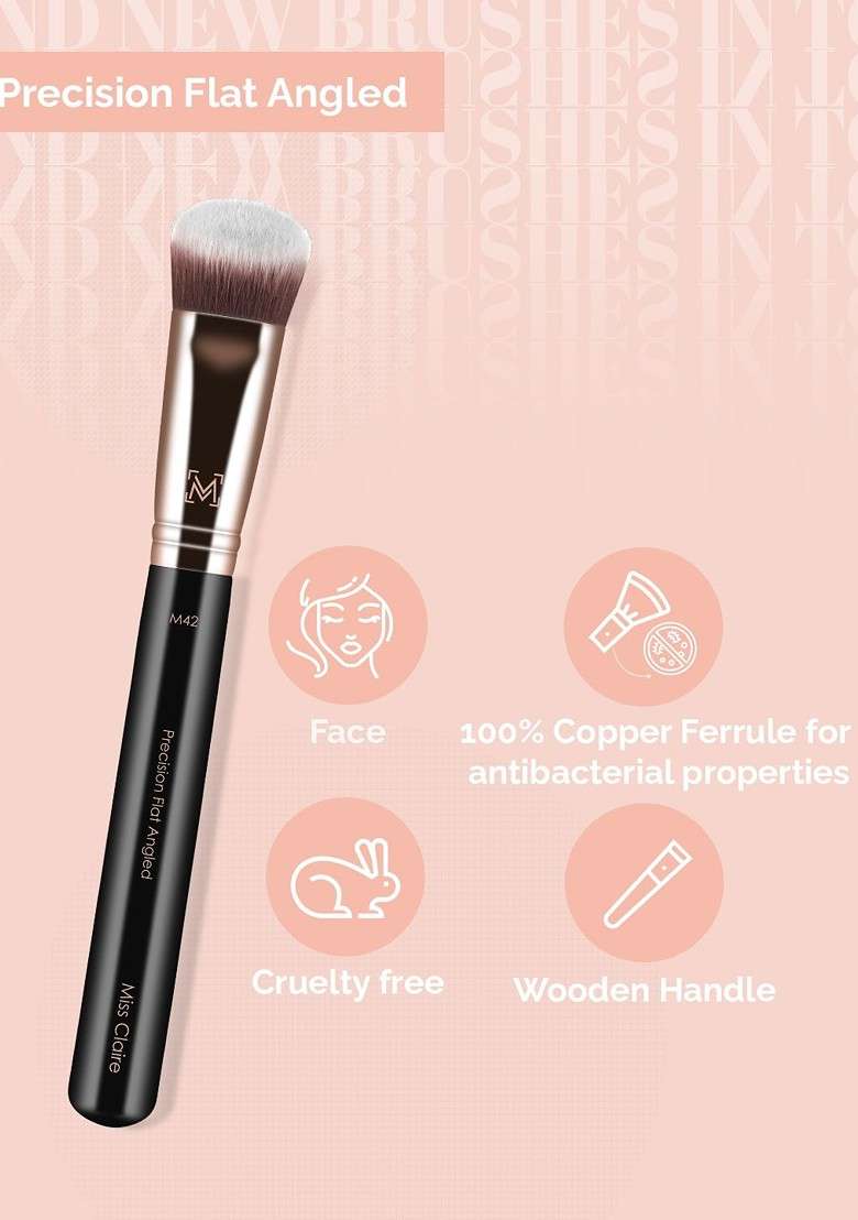 Miss Claire Precision Flat Angled Brush M42 Black Rose Gold Toned - Indya