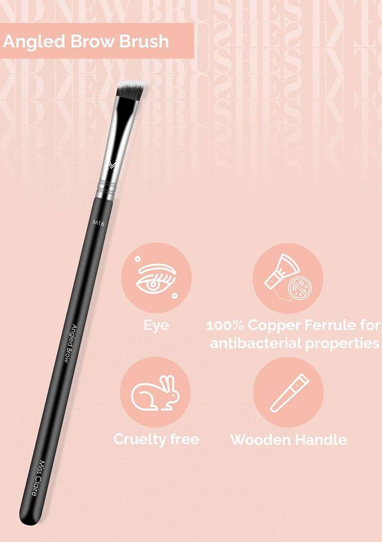 Miss Claire Chrome Angled Brow Brush M16 Black Silver Toned - Indya