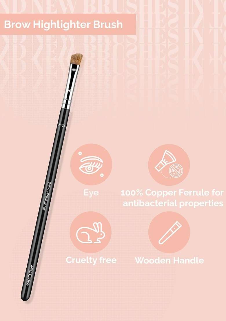 Miss Claire M34 Brow Highlighter Brush Silver Toned Black - Indya