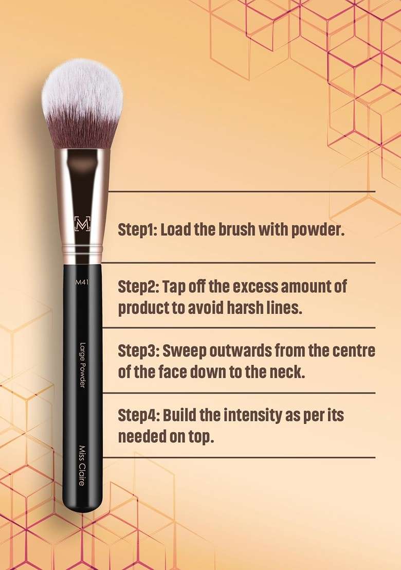 Miss Claire Large Powder Brush M41 Black Rose Gold Toned - Indya