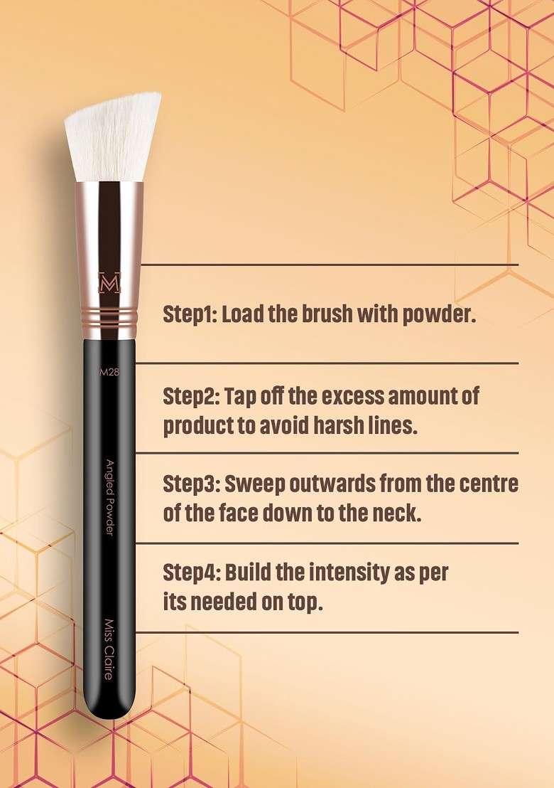 Miss Claire M28 Angled Powder Brush Rose Gold Toned Black - Indya