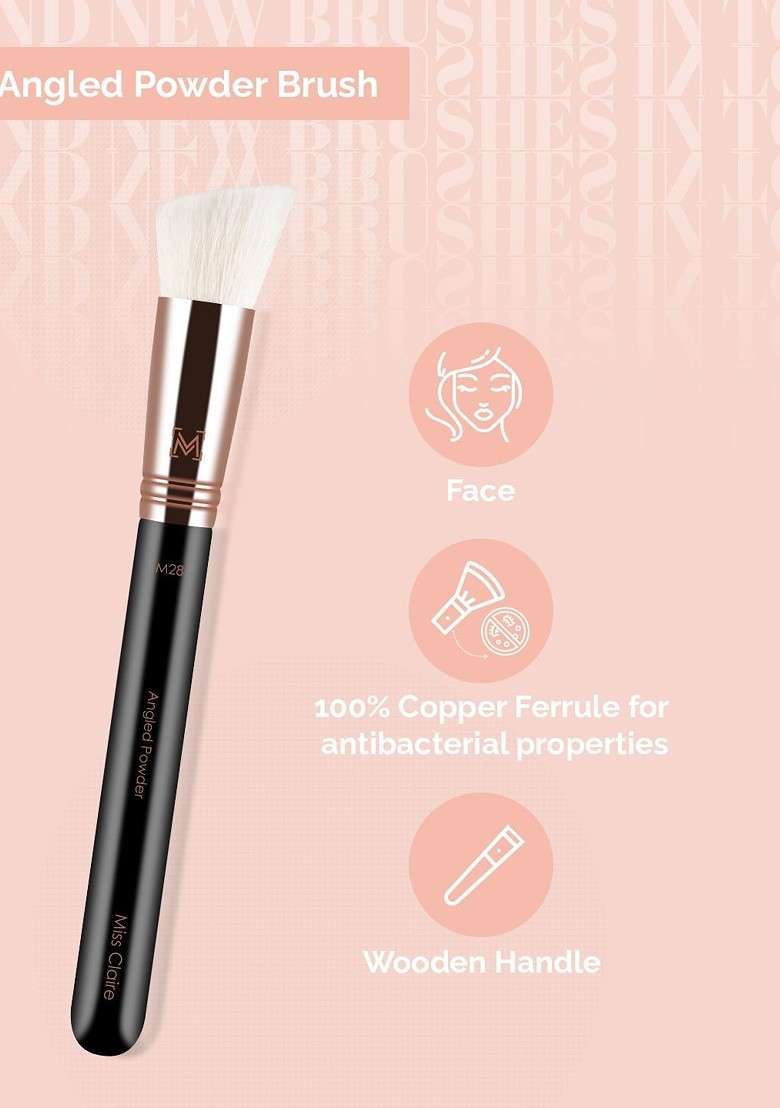 Miss Claire M28 Angled Powder Brush Rose Gold Toned Black - Indya