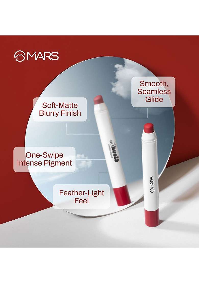 Mars Cloud Kiss Soft Matte Long Lasting Lip Crayon With Rice Starch Rosy Evening 06 - Indya