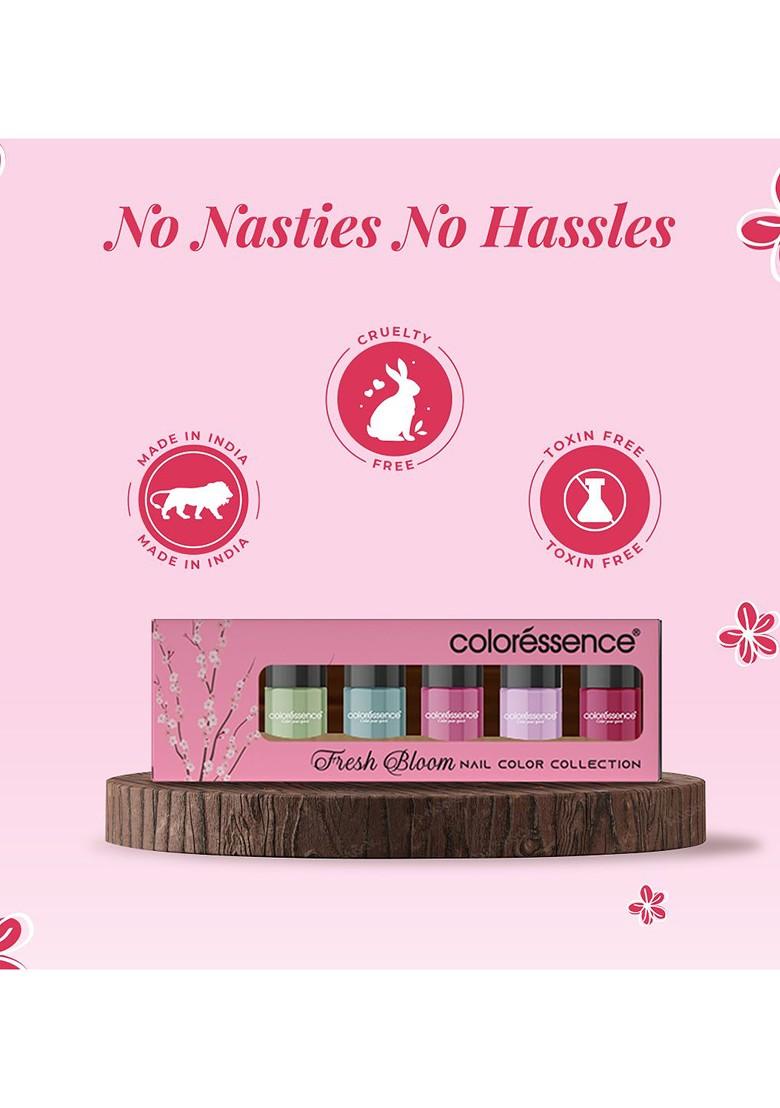 Coloressence Set Of 5 Fresh Bloom Quick Dry Nail Paint With Remover 6 Ml Each