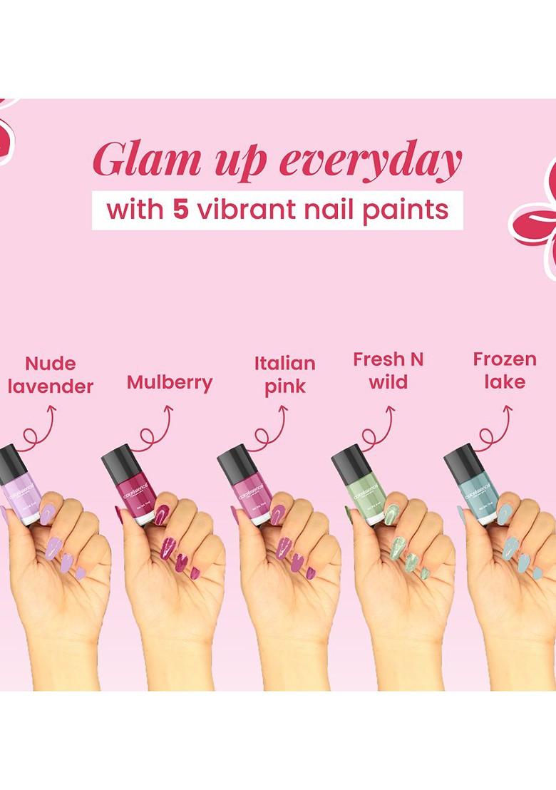 Coloressence Set Of 5 Fresh Bloom Quick Dry Nail Paint With Remover 6 Ml Each