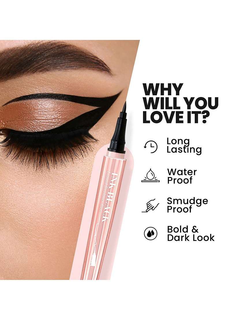 Mars Ink Black Smudge Proof Liquid Eyeliner Pen 1Ml Rich - Indya