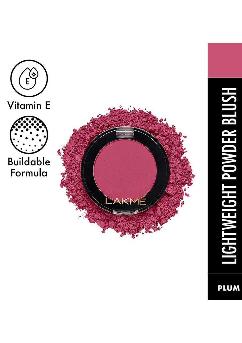 Lakme Face It Lightweight Powder Blush With Jojoba Oil Vitamin E 5G Perfect Plum B3 - Indya