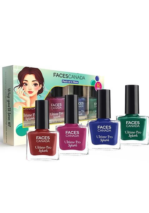 Faces Canada Set Of 4 Ultime Pro Splash Mini Glossy Finish Nail Polish 5Ml Each Scarlet