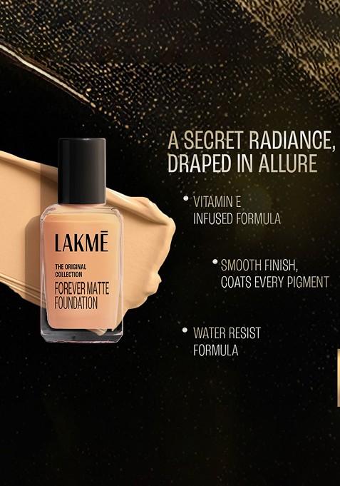 Lakme Forever Matte Lightweight Foundation With Vit E For Superior Coverage 27Ml Beige