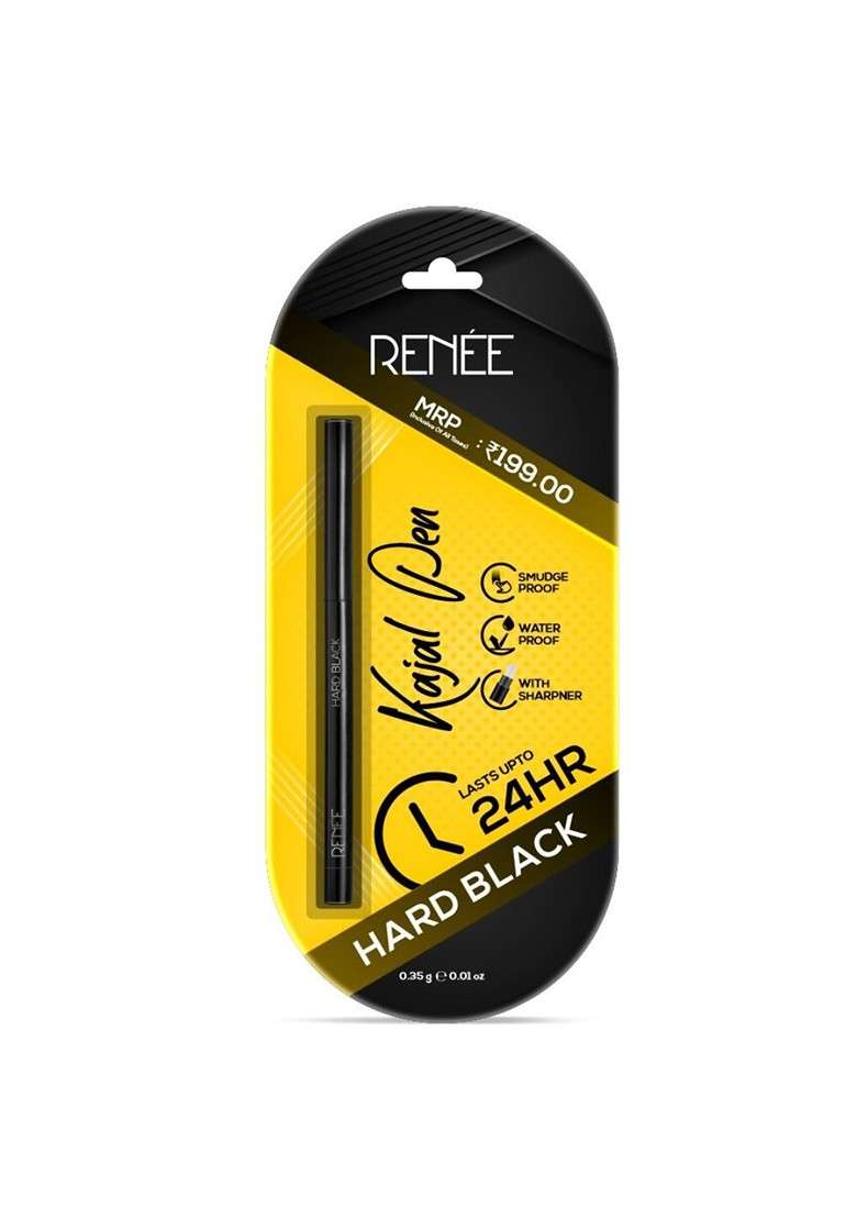 Renee Hard Black Waterproof Smudgeproof Kajal Pen With Sharpener 0 35G - Indya