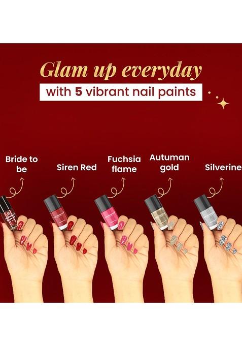 Coloressence Forever Quick Dry Nail Paint Kit With Bridal Festive Shades 6 Ml Each