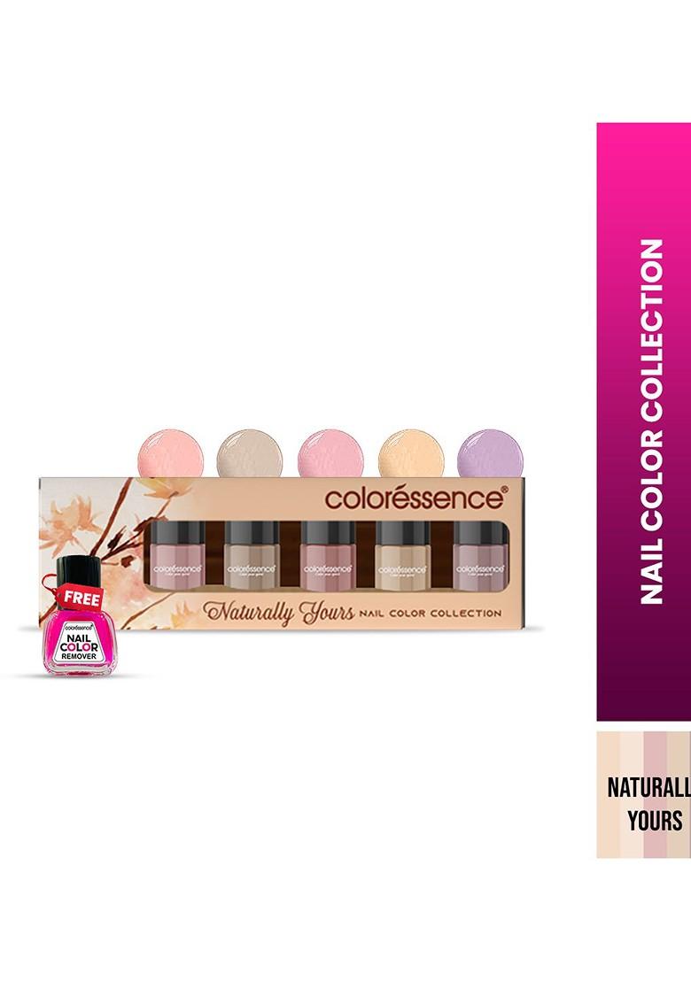 Coloressence Set Of 5 Naturally Yours Quick Dry Nail Paint With Remover 6 Ml Each