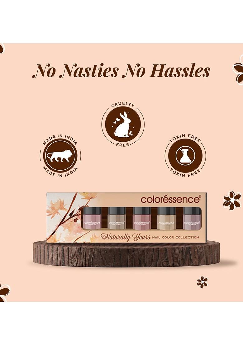 Coloressence Set Of 5 Naturally Yours Quick Dry Nail Paint With Remover 6 Ml Each