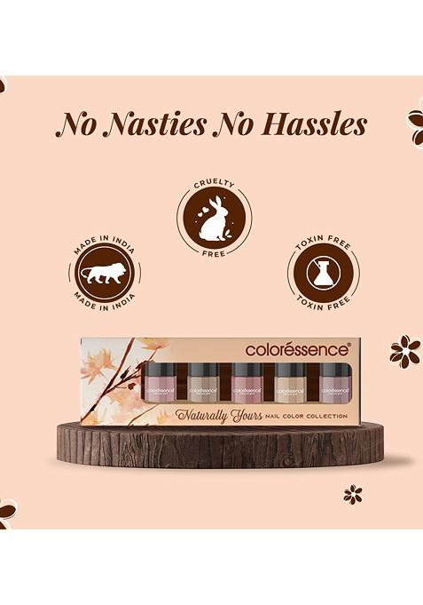 Coloressence Set Of 5 Naturally Yours Quick Dry Nail Paint With Remover 6 Ml Each