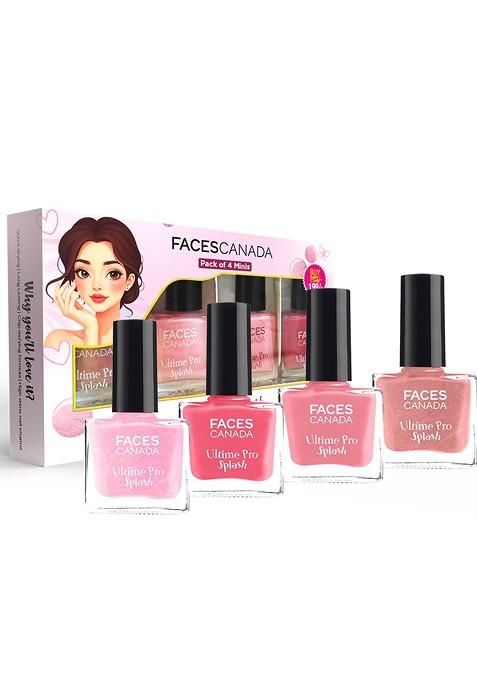 Faces Canada Set Of 4 Ultime Pro Splash Mini Glossy Finish Nail Polish 5Ml Each Color Up