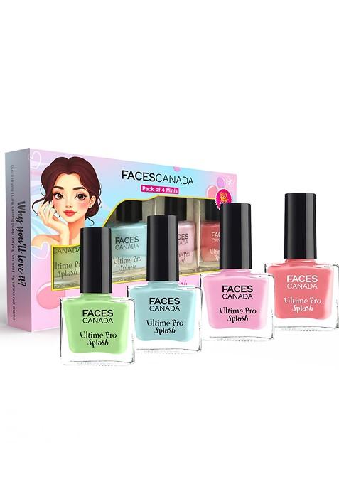 Faces Canada Set Of 4 Ultime Pro Splash Mini Glossy Finish Nail Polish 5 Ml Each Linty