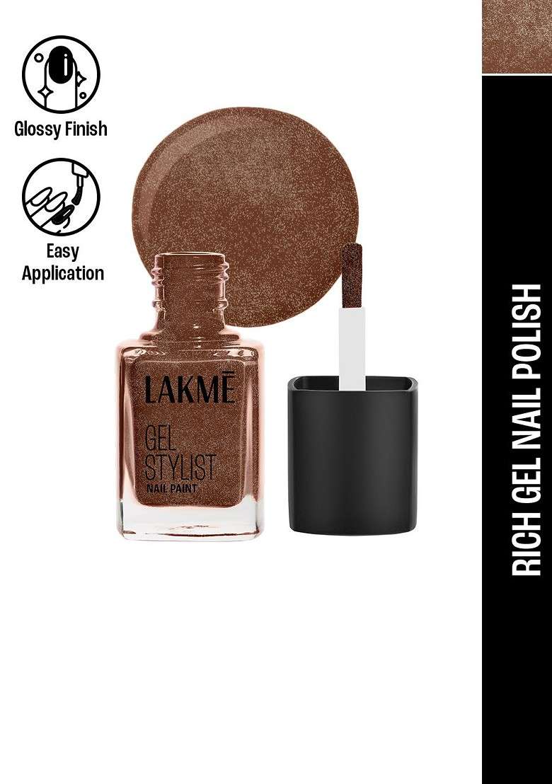 Lakme Absolute Gel Stylist Nail Color With High Gloss Finish 12Ml Gold Dust - Indya