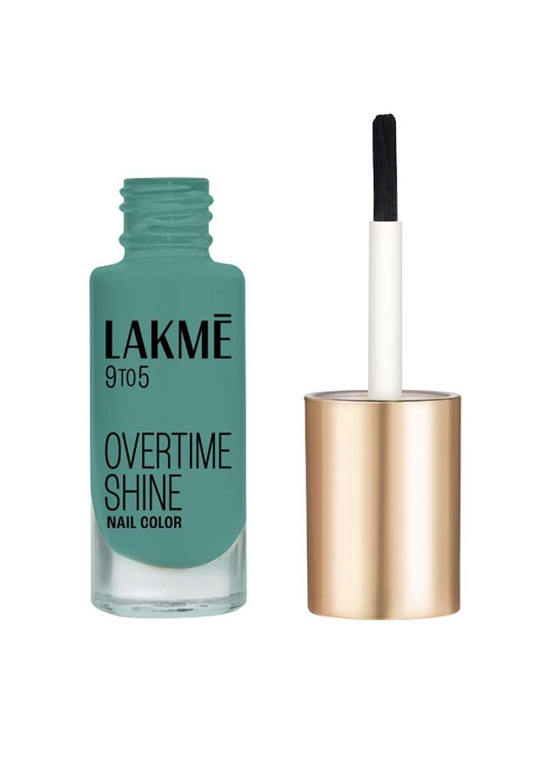 Lakme 9To5 Overtime Shine Glossy Long Lasting Quick Dry Nail Color 6Ml Teal Deal - Indya