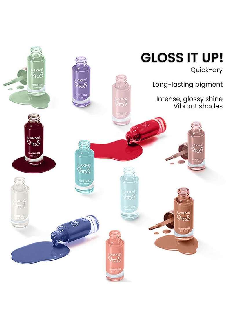 Lakme 9To5 Overtime Shine Glossy Long Lasting Quick Dry Nail Color 6Ml Teal Deal - Indya