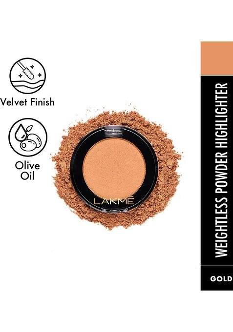 Lakme Face It Weightless Pressed Powder Highlighter With Olive Oil 4G Gold H2