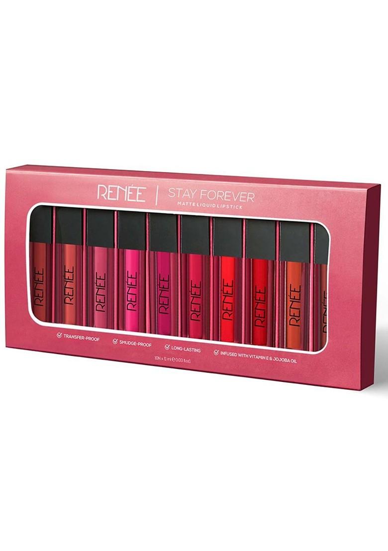 Renee Stay Forever Set Of 10 Matte Liquid Lipstick 1Ml Each