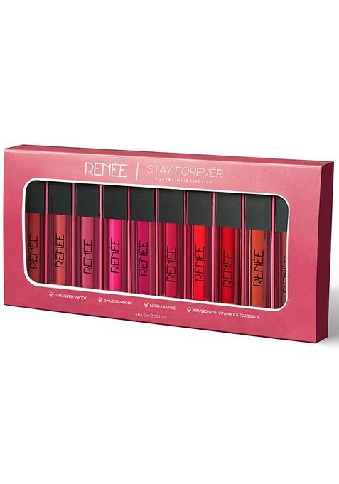 Renee Stay Forever Set Of 10 Matte Liquid Lipstick 1Ml Each