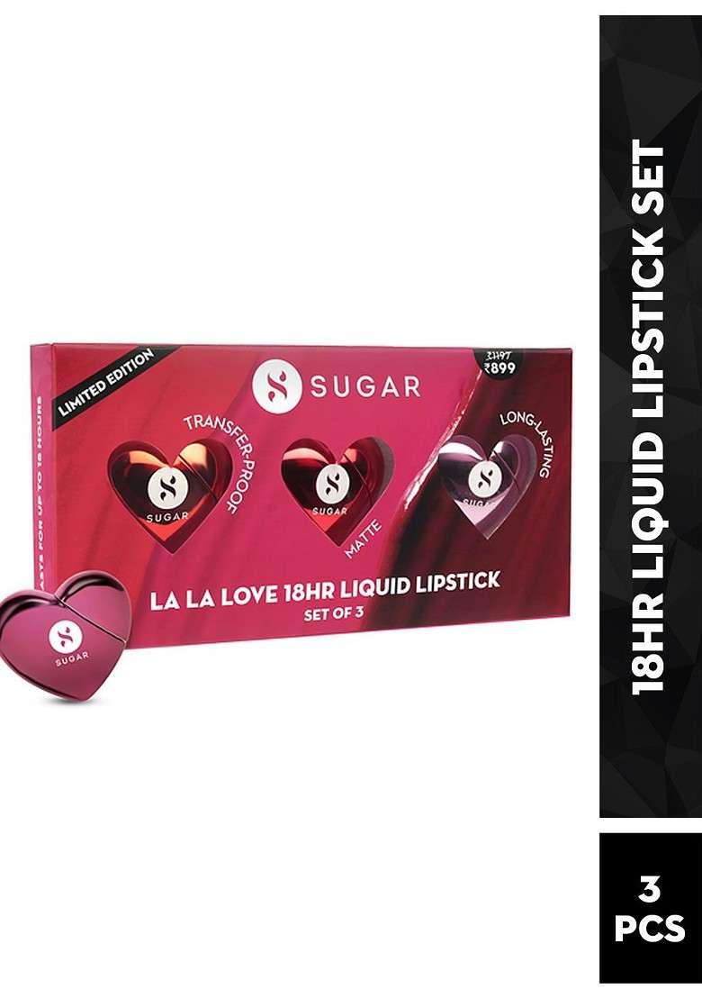 Sugar Set Of 3 La Love 18 Hr Liquid Lipstick 5Ml Each - Indya