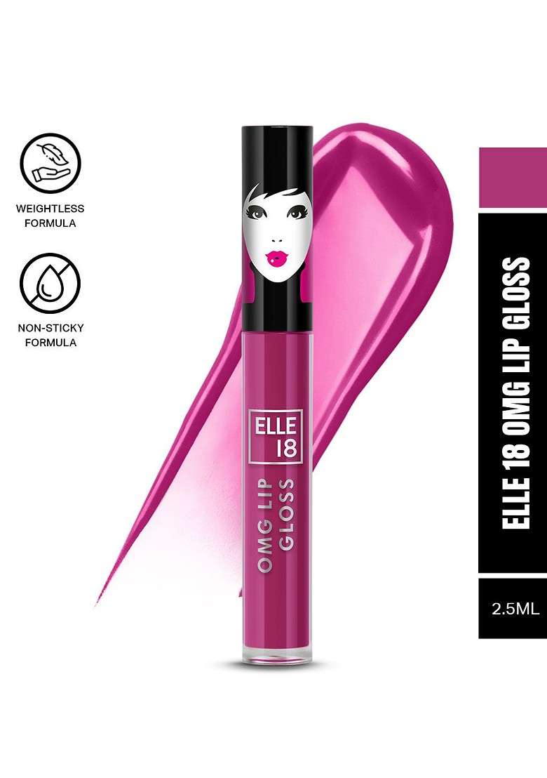 Elle 18 Lightweight Omg Lip Gloss With Jojoba Oil Olive 2 5Ml Wicked Wine - Indya