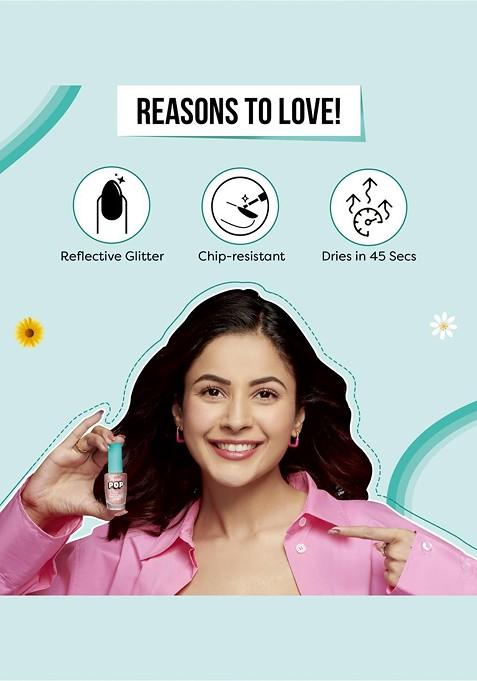 Sugar Pop Glitter Glossy Chip Resistant Nail Lacquer 10Ml Rose Quartz 01