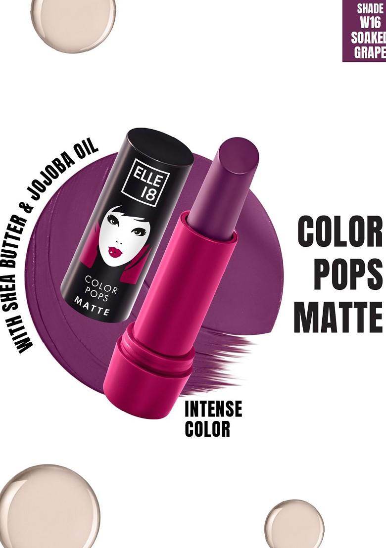 Elle 18 Color Pop Moisturising Matte Lip With Jojoba Oil 4 3G W16 Soaked Grape