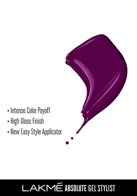 Lakme Absolute Gel Stylist Nail Color With High Gloss Finish 12Ml Poison