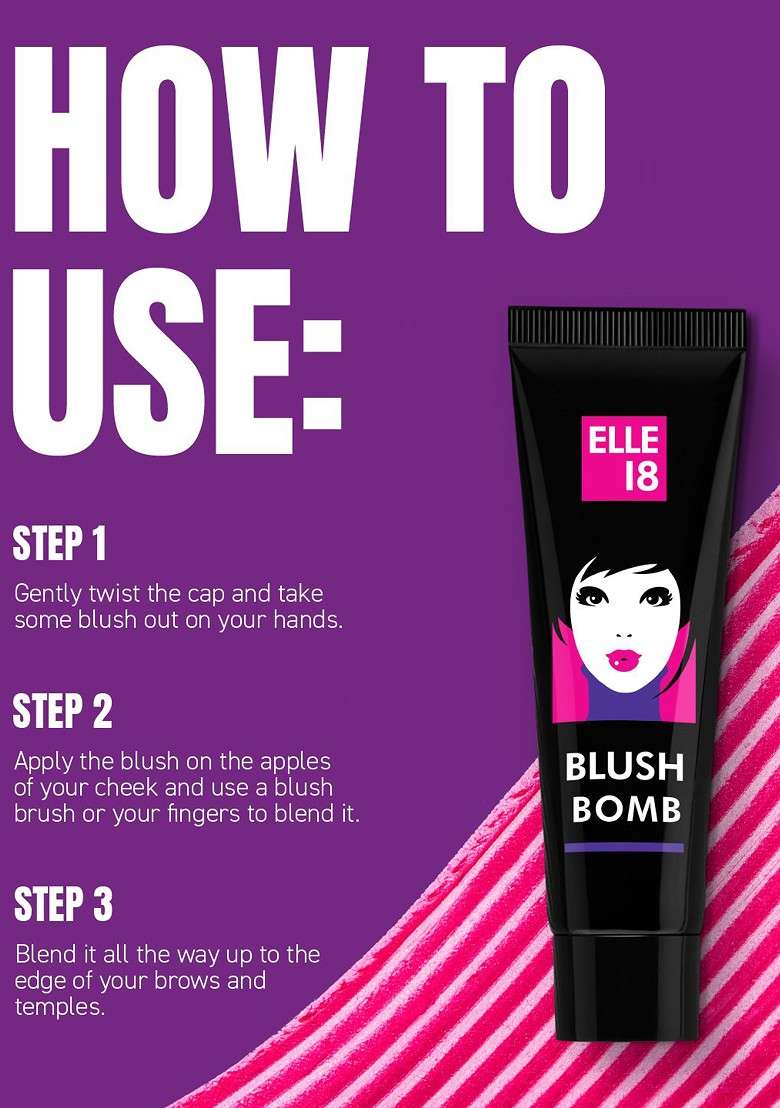 Elle 18 Lightweight Blushbomb For Shimmery Tint Velvety Soft Texture 9Ml 01Coral - Indya