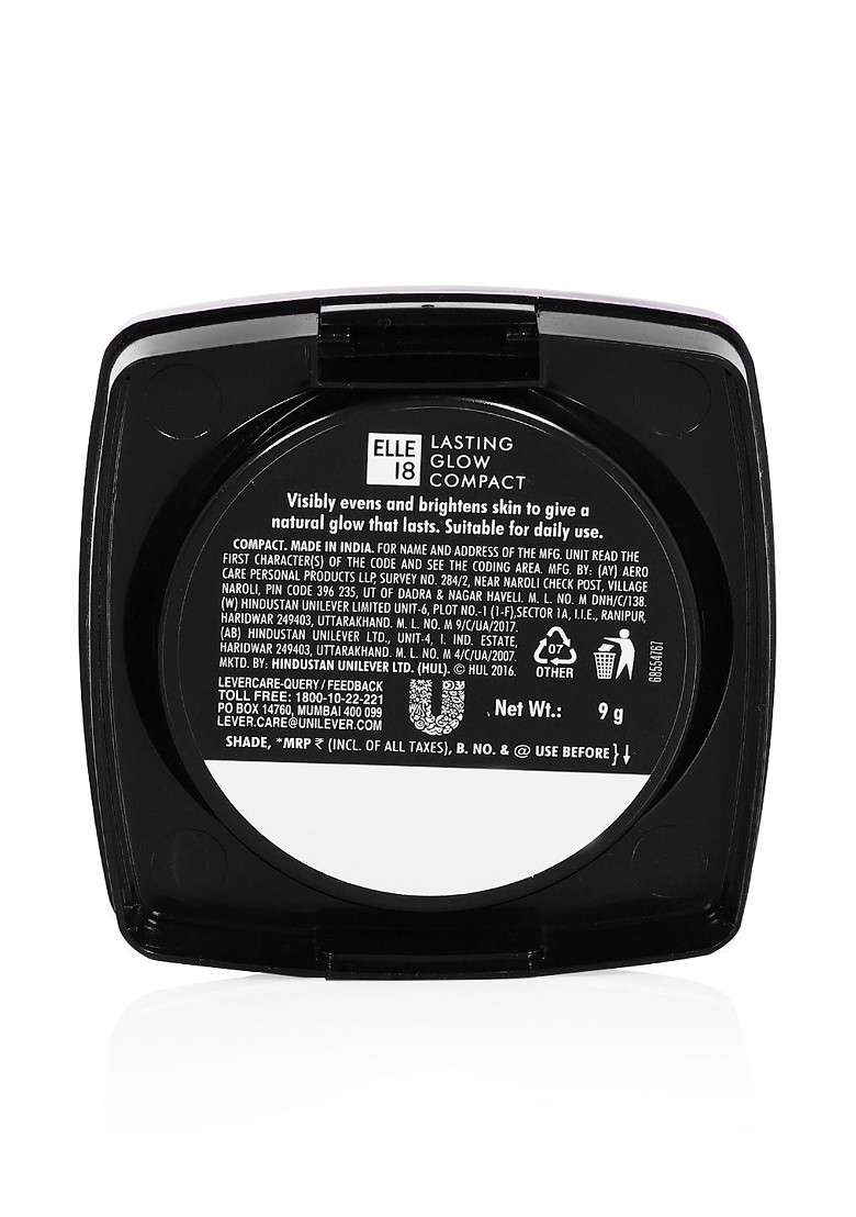 Elle 18 Lasting Glow Compact With Vit C E For 9Hr Oil Free Makeup Look 9G 02 Marble - Indya