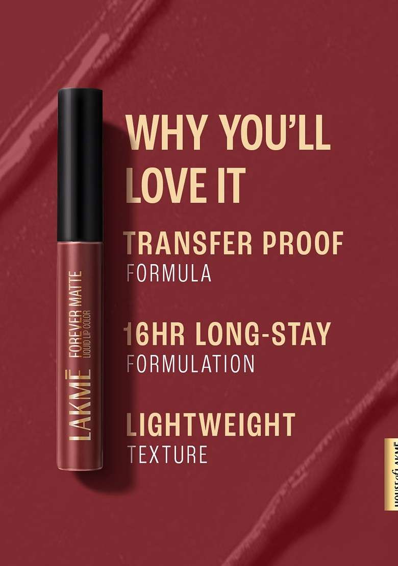 Lakme Forever Matte Long Stay Light Weight Liquid Lipstick Trio 16 8Ml Brownie Bite - Indya