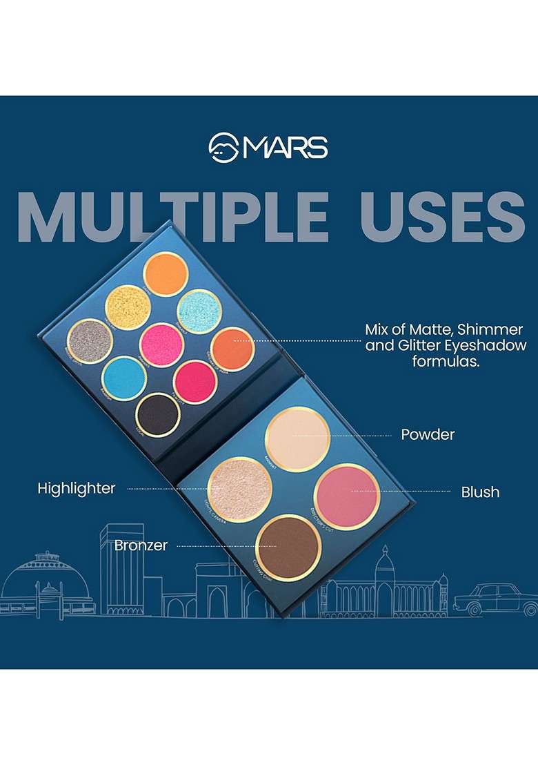 Mars 9 Shade Eyeshadow With Highlighter Blusher Bronzer Make Up Set Mumbai Meri Jaan - Indya