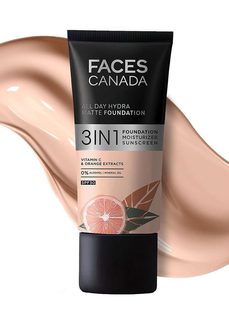 Faces Canada 3 In 1 All Day Hydra Matte Spf30 Foundation 25Ml Rose Ivory 011 - Indya