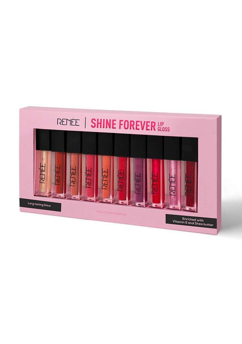 Renee Set Of 10 Shine Forever Lip Gloss With Shea Butter 1 Ml Each - Indya