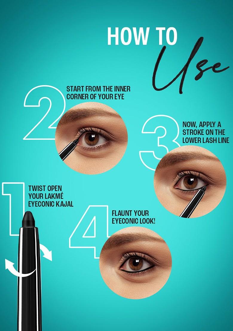 Lakme 9To5 Eyeconic Smudgeproof Waterproof Kajal Lasts Upto 24Hr 0 35G Midnight Blue