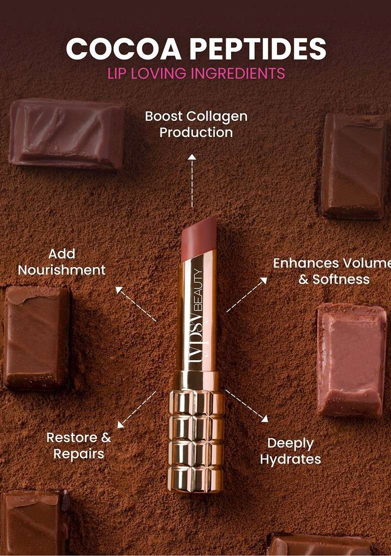 Typsy Beauty Cocoa Peptide Velvet Matte Lipstick 3 5G Brownie Bite Light 01 - Indya