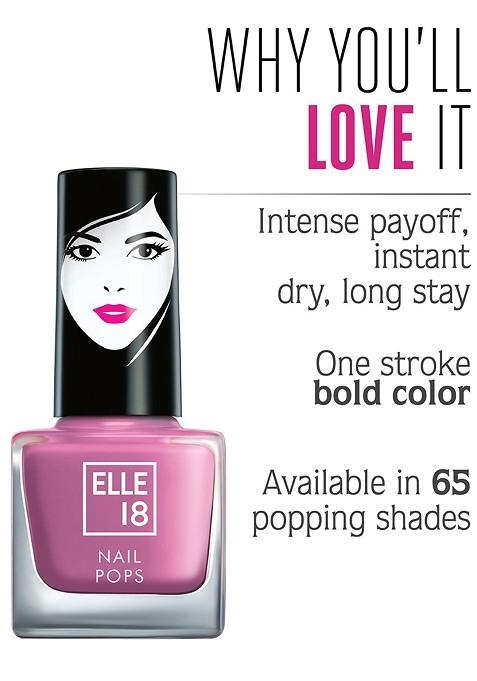 Elle 18 Nail Pops Long Lasting Polish Quick Dry Formula For Glossy Finish 5Ml 196