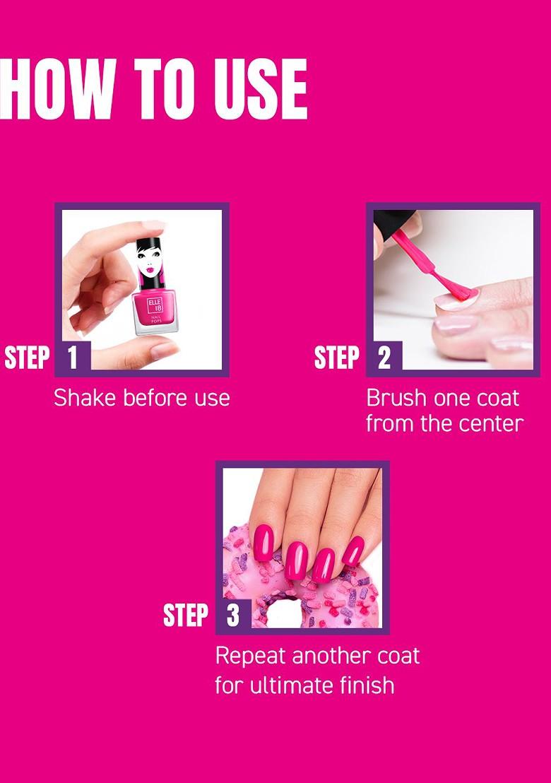 Elle 18 Nail Pops Long Lasting Polish Quick Dry Formula For Glossy Finish 5Ml 68