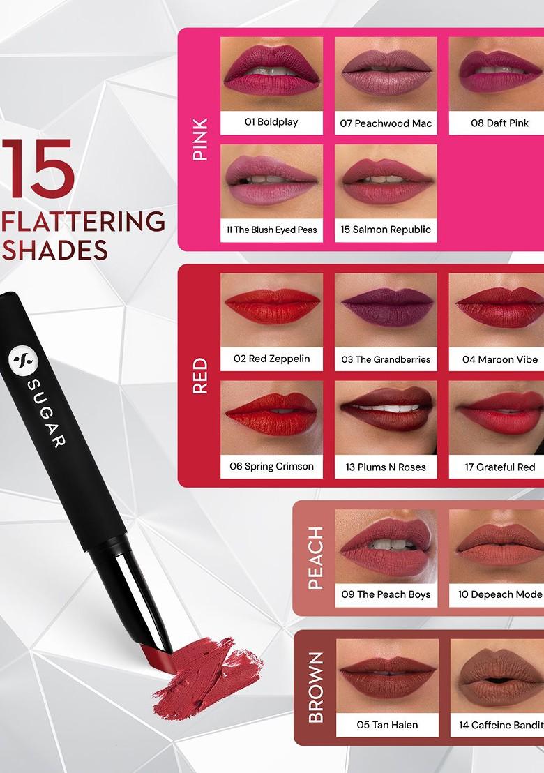 Sugar Matte Attack Transfer Proof Lipstick With Avocado Oil 2 G Spring Crimson 06